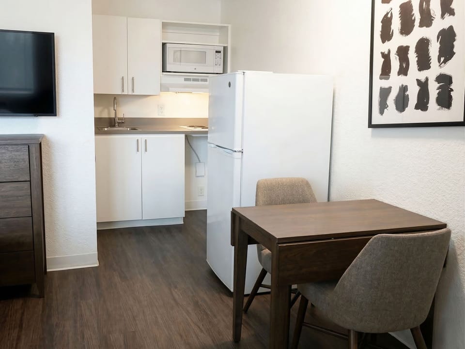 Fridge, microwave, stovetop, freezer