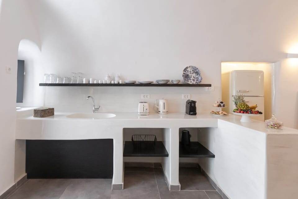 Fridge, microwave, espresso maker, electric kettle