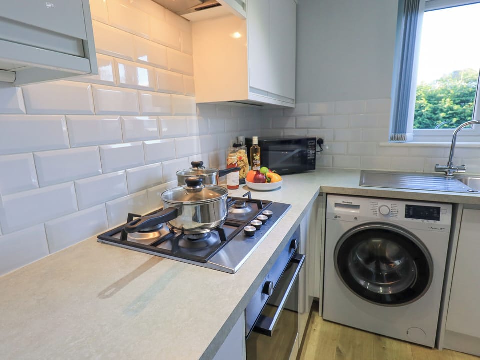 Fridge, microwave, electric kettle, toaster