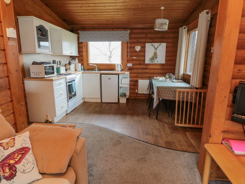 Fridge, electric kettle, cookware/dishes/utensils