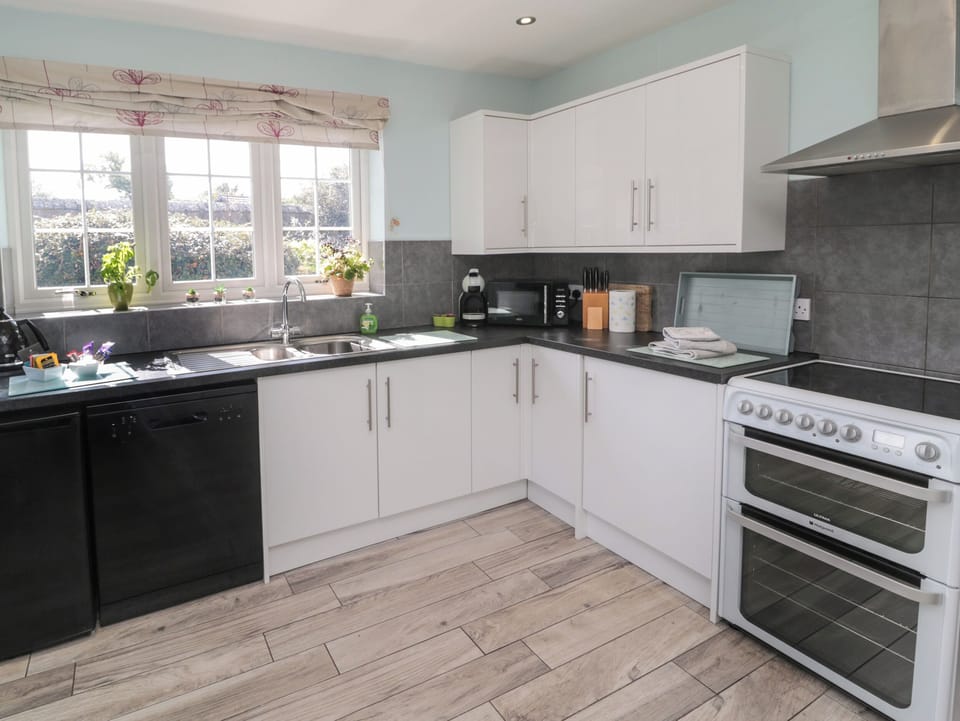 Fridge, dishwasher, electric kettle, cookware/dishes/utensils