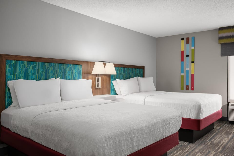 Two Queen Beds, Non-Smoking | Premium bedding, pillowtop beds, blackout drapes, iron/ironing board
