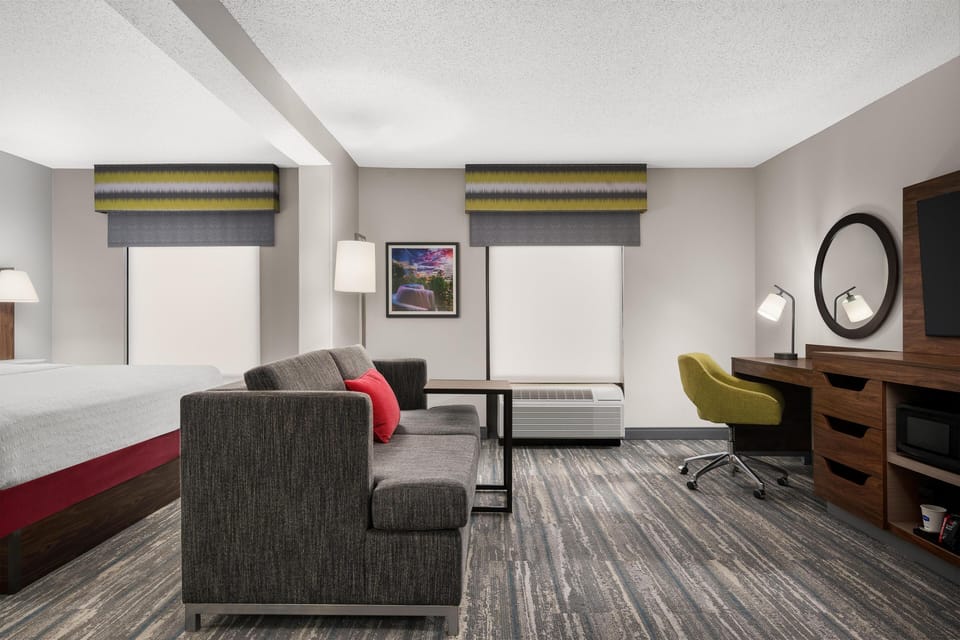 Deluxe, One King Bed, Non-Smoking | Living area | 25-inch TV with cable channels