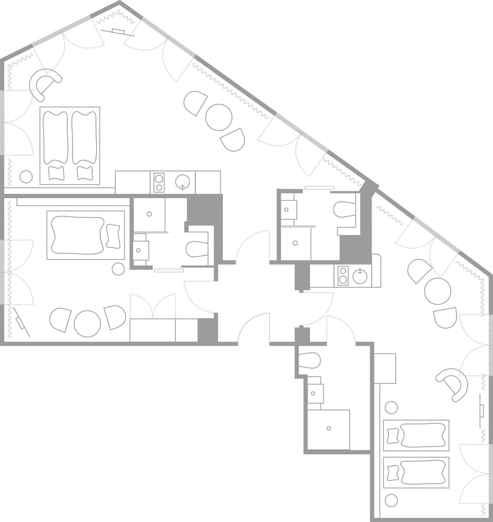 Family Apartment, 3 Bedrooms | In-room safe, desk, laptop workspace, blackout drapes