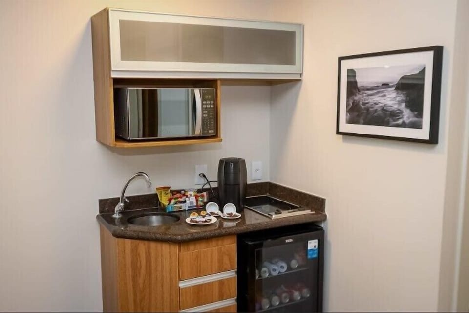 Microwave, stovetop, coffee/tea maker