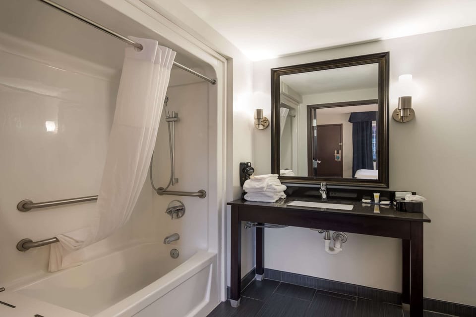 Room, 1 Queen Bed, Accessible, Non Smoking | Bathroom | Combined shower/tub, eco-friendly toiletries, hair dryer, towels