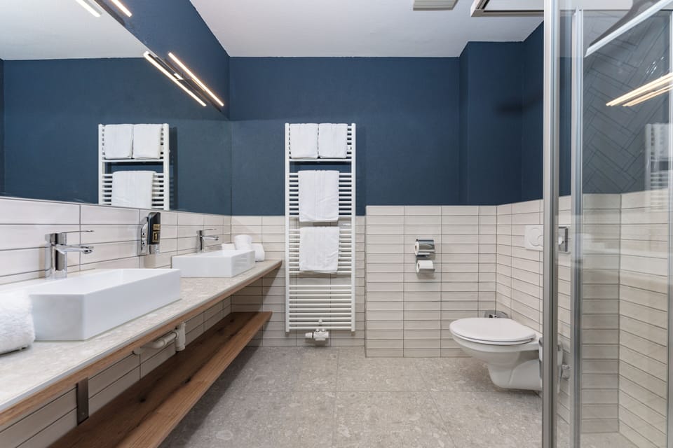 Deluxe Apartment, Terrace, Mountain View | Bathroom | Shower, hair dryer, bathrobes, slippers