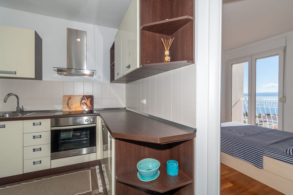 Standard Apartment, 1 Bedroom, Sea View, Sea Facing | Private kitchen | Full-size fridge, oven, stovetop, dishwasher