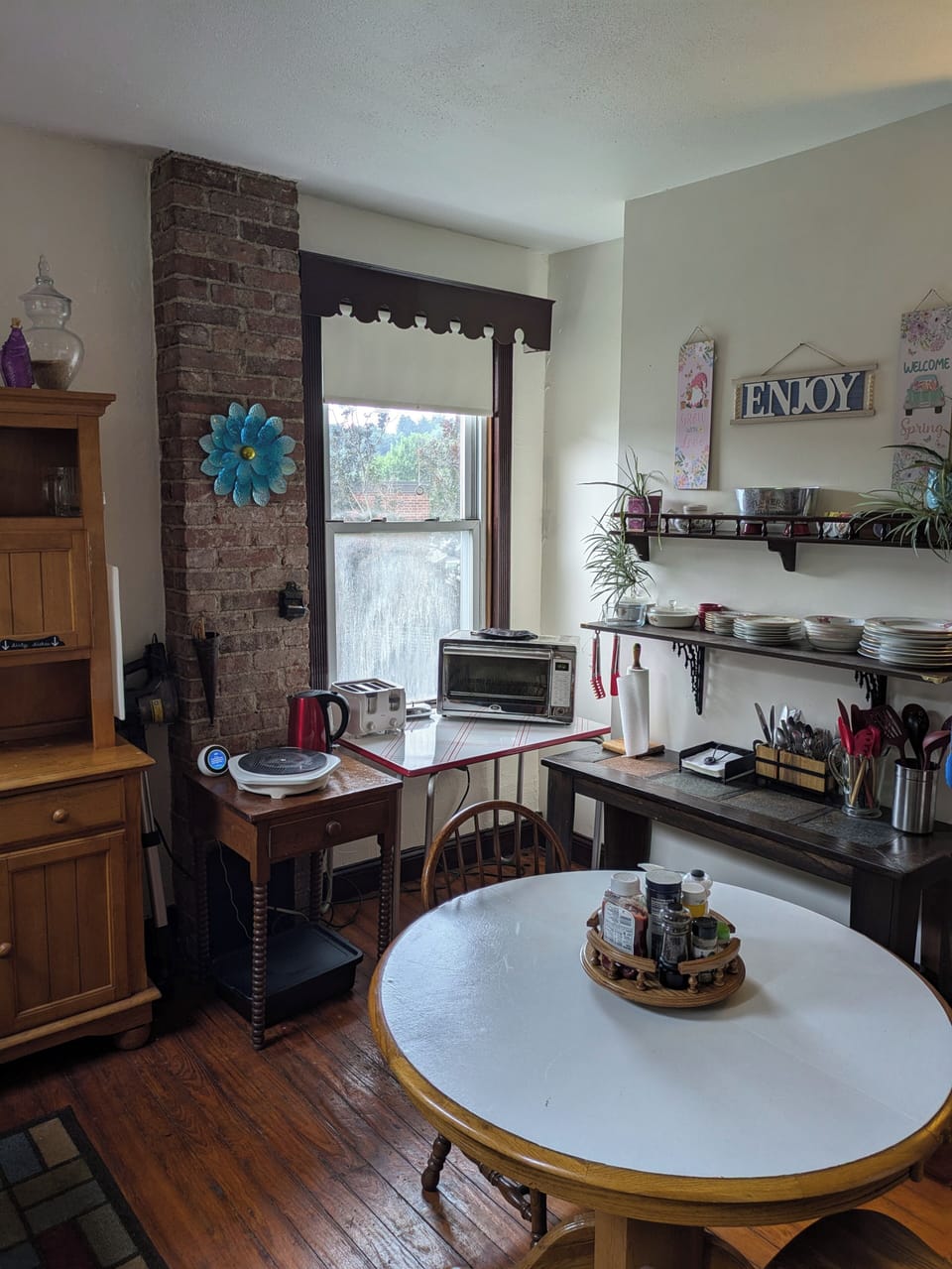 Fridge, microwave, toaster, toaster oven