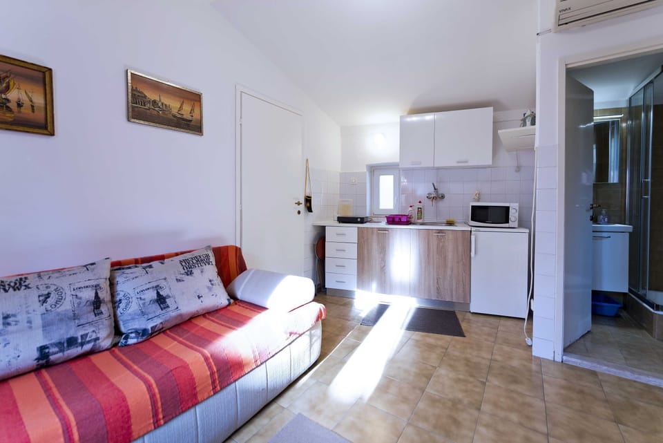 Apartment (One-Bedroom Apartment) | Private kitchen | Fridge, microwave, stovetop, electric kettle