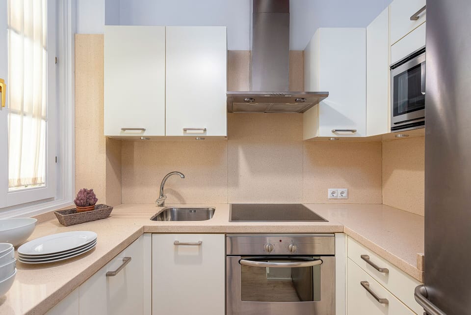 Apartment (2 Bedrooms) | Private kitchen | Fridge, microwave, oven, stovetop