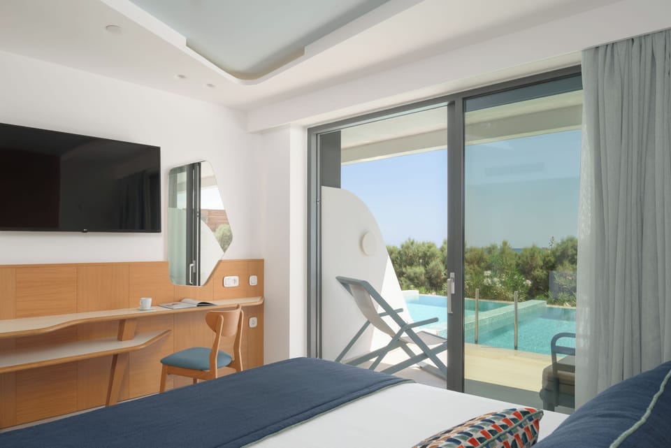 Family Room with Individual Pool, Two Bedrooms, Adults Friendly | Premium bedding, in-room safe, desk, laptop workspace