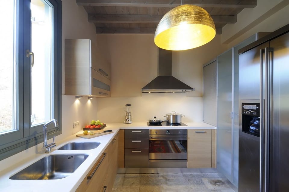 Villa, 4 Bedrooms, Sea View (Aegea Blue) | Private kitchen | Full-size fridge, electric kettle