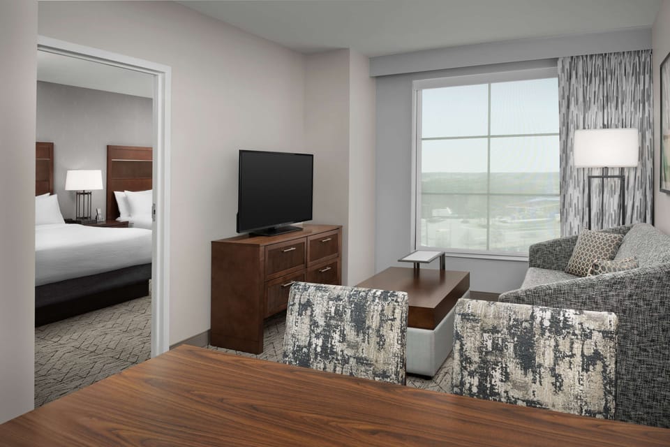 40-inch flat-screen TV with premium channels, TV