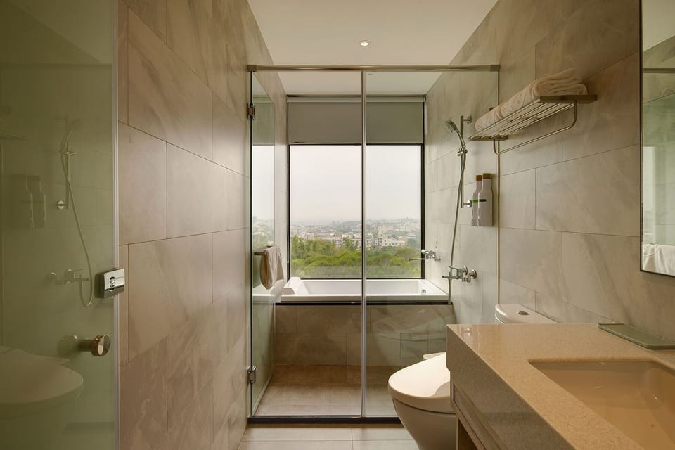 Sunshine Theme Room | Bathroom | Slippers, towels