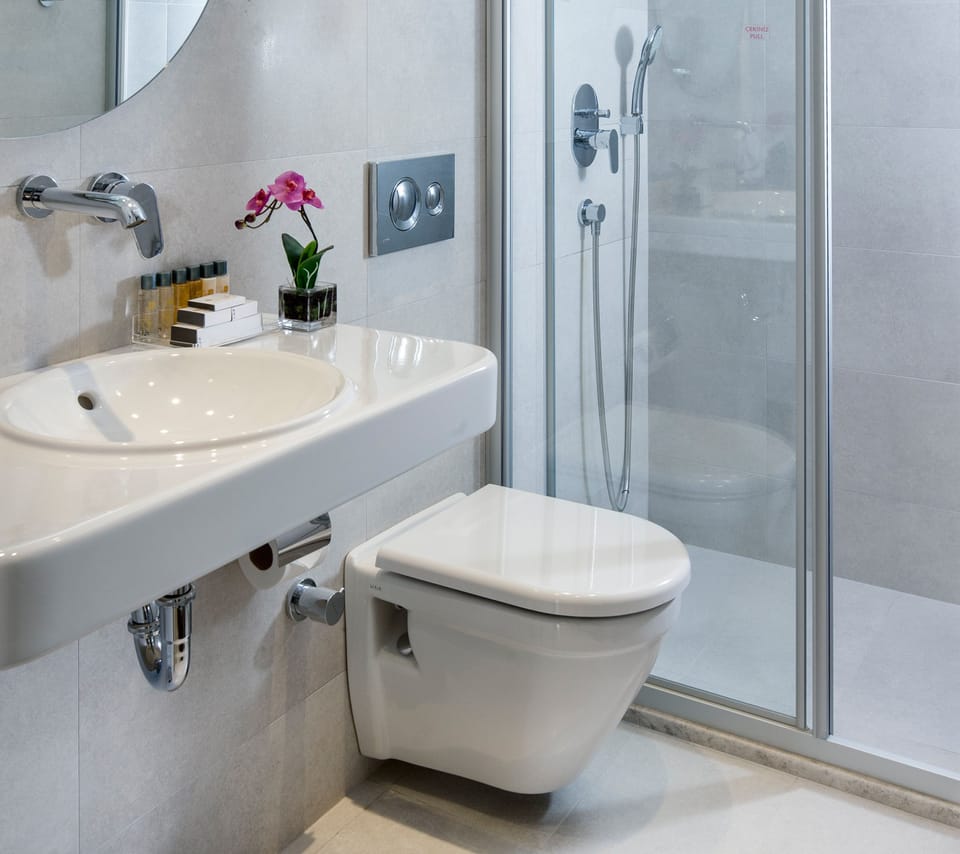 Standard Double or Twin Room, Garden View | Bathroom | Shower, rainfall showerhead, free toiletries, hair dryer