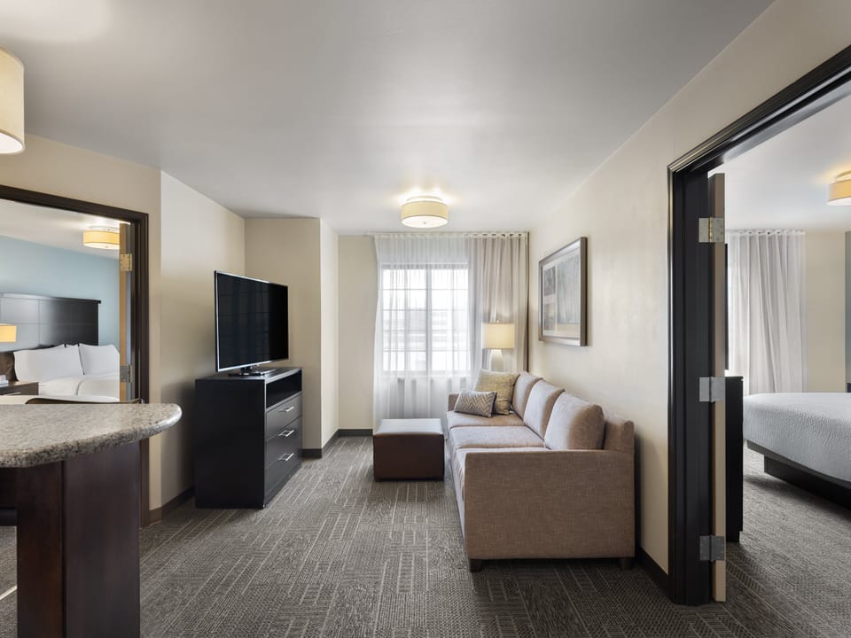 In-room safe, desk, laptop workspace, blackout drapes