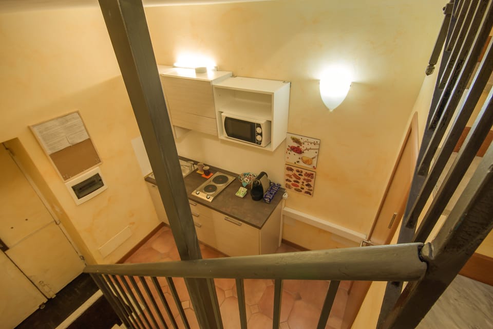 Fridge, microwave, coffee/tea maker