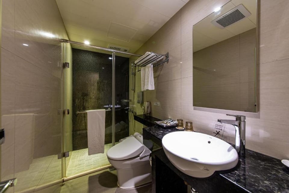 Shower, hair dryer, slippers, bidet