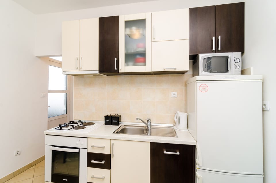 Apartment (One-Bedroom Apartment) | Private kitchen | Fridge, microwave, stovetop, dishwasher