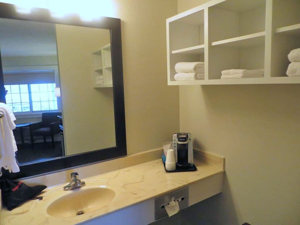 Standard Studio, 1 Queen Bed, Refrigerator & Microwave, Lake View | Bathroom | Combined shower/tub, free toiletries, hair dryer, towels