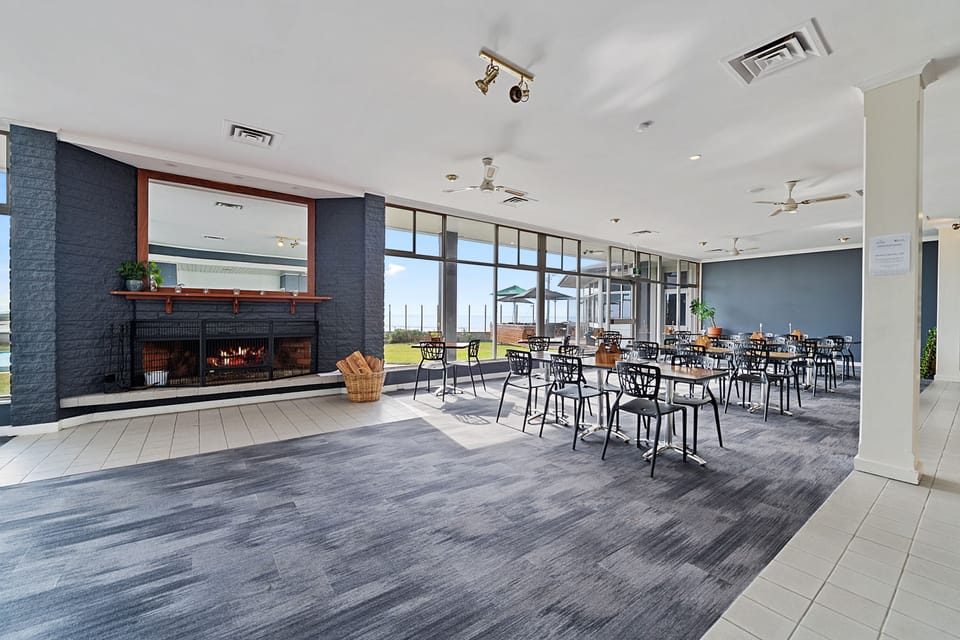 Dinner served, pool views 