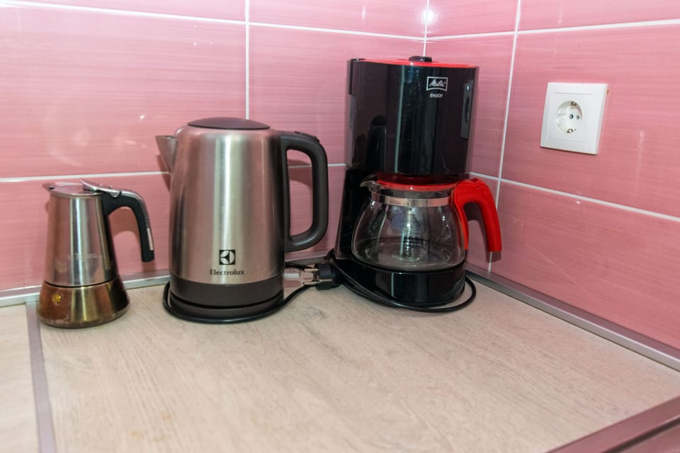 Apartment (A1) | Private kitchen | Fridge, microwave, oven, stovetop