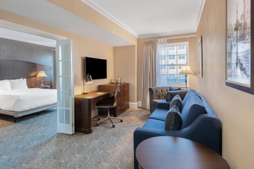 In-room safe, desk, laptop workspace, blackout drapes