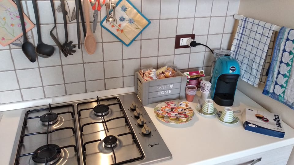 Stovetop, electric kettle, cookware/dishes/utensils