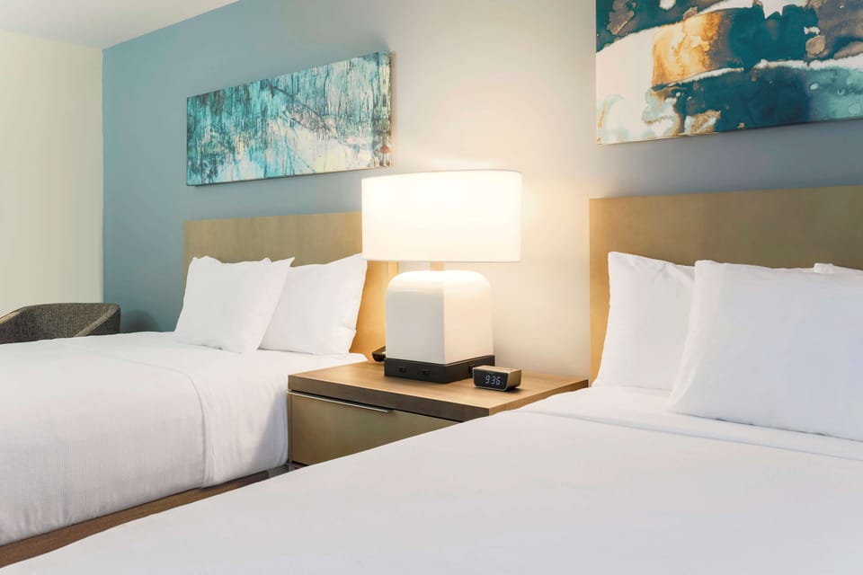 Hypo-allergenic bedding available, desk, laptop workspace