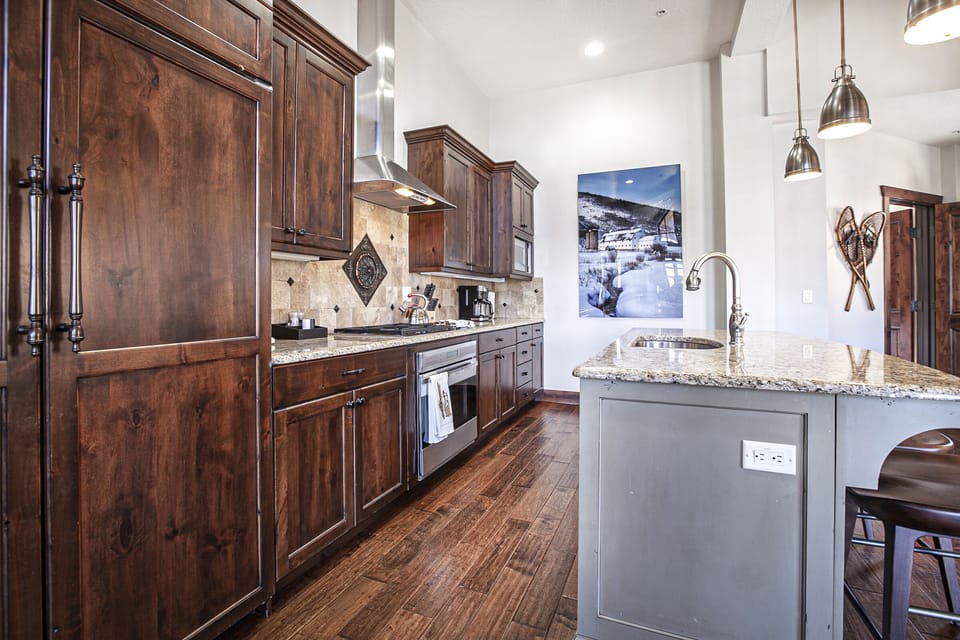 Hyatt Centric Three Bedroom #456 | Private kitchen | Full-size fridge, microwave, oven, stovetop