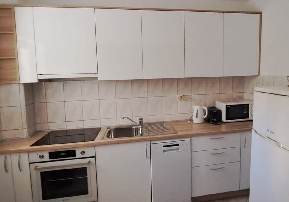 Apartment (Three Bedroom Apartment with Balcony) | Private kitchen | Fridge, microwave, stovetop, electric kettle