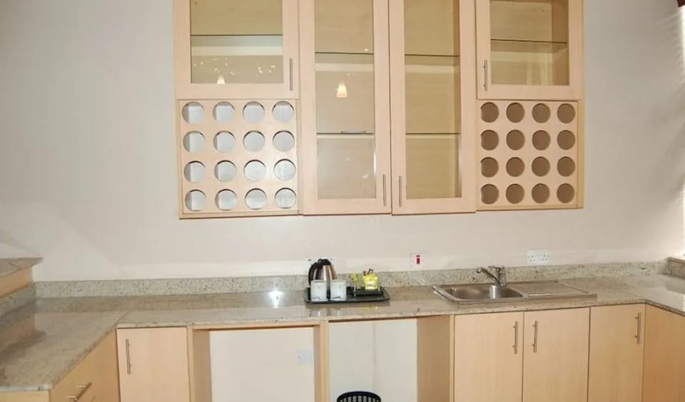 Luxury Apartment | Private kitchen | Fridge, coffee/tea maker, electric kettle