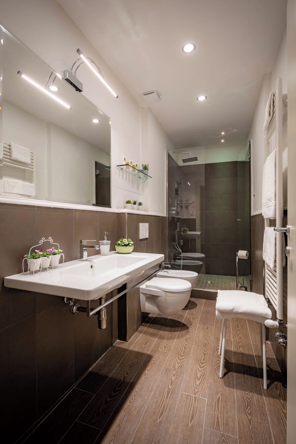 Shower, rainfall showerhead, hair dryer, bidet