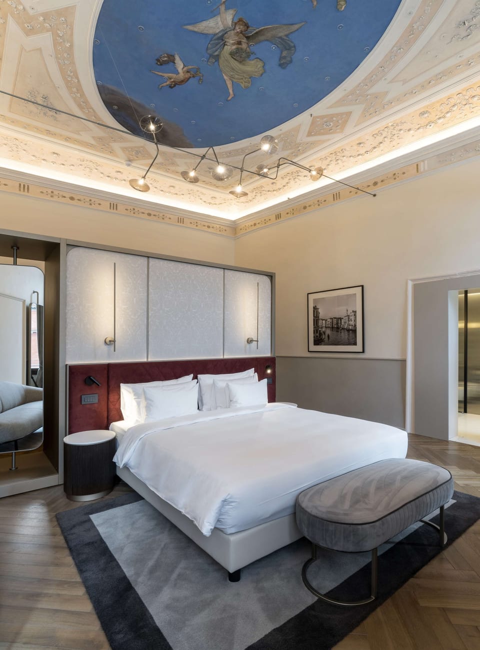 Premium bedding, down comforters, memory foam beds, minibar