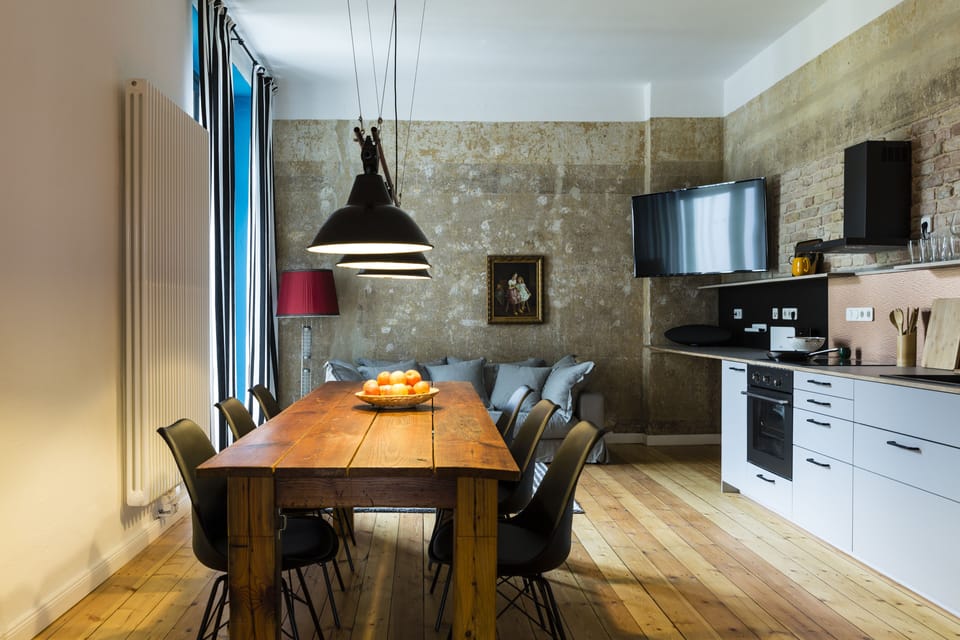 Deluxe Apartment, 2 Bedrooms, Balcony | Private kitchen | Full-size fridge, oven, stovetop, coffee/tea maker