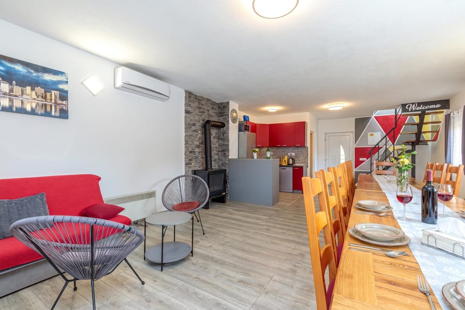 Family House, 5 Bedrooms, Balcony (Pool & Sauna Countryside Retreat) | Living area | Flat-screen TV