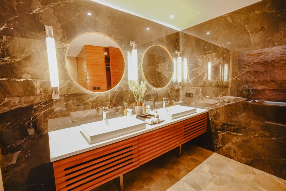 Imperial Villa, One Bedroom, Private Pool | Bathroom | Separate tub and shower, deep soaking tub, free toiletries, hair dryer