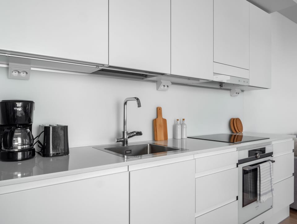 Superior Apartment | Private kitchen | Full-size fridge, microwave, oven, stovetop