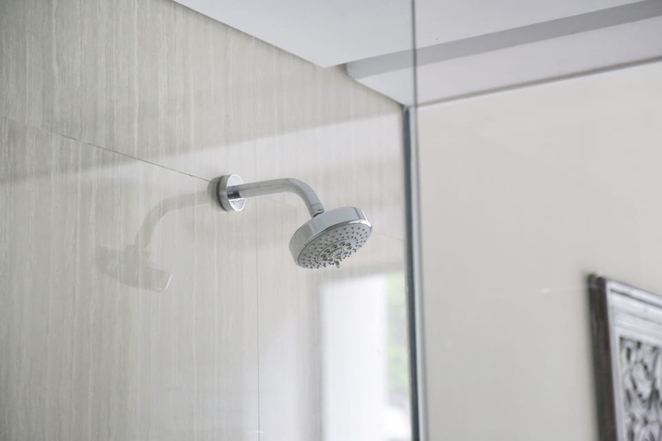 Shower, free toiletries, hair dryer, slippers