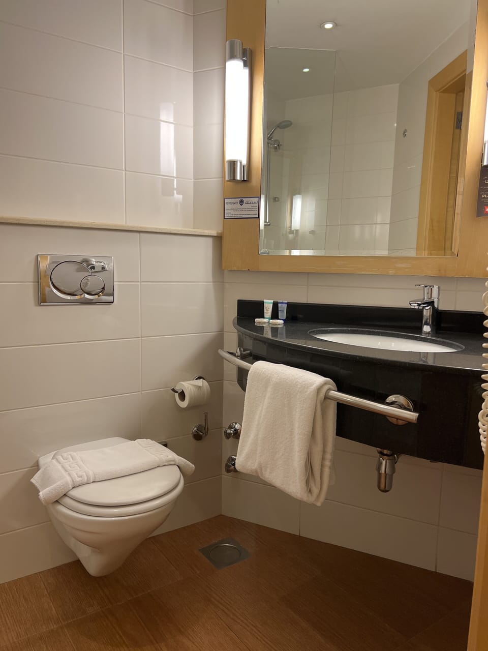 Shower, eco-friendly toiletries, hair dryer, towels