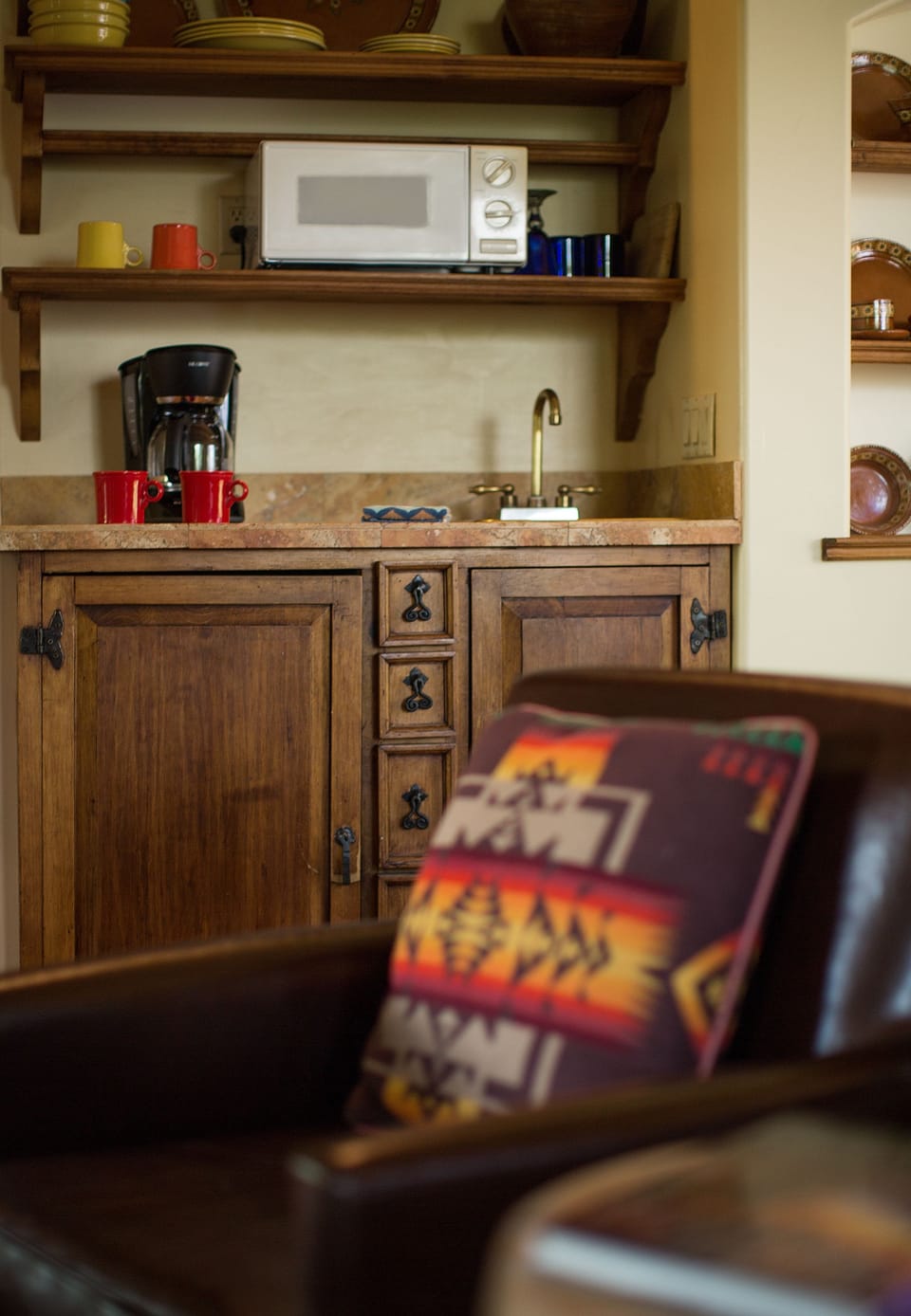The Cedar Casita | Private kitchenette | Fridge, microwave, coffee/tea maker, cookware/dishes/utensils