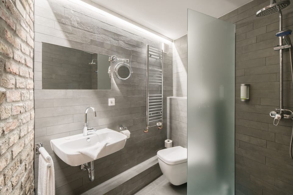 Shower, free toiletries, hair dryer (on request), towels
