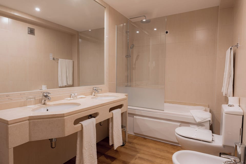 Deep soaking tub, rainfall showerhead, free toiletries, hair dryer