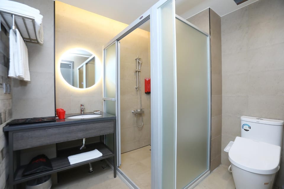 Shower, hair dryer, slippers, electronic bidet