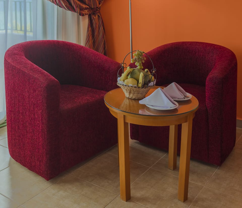 Standard double room (side sea view) | Living area | 40-inch TV with satellite channels