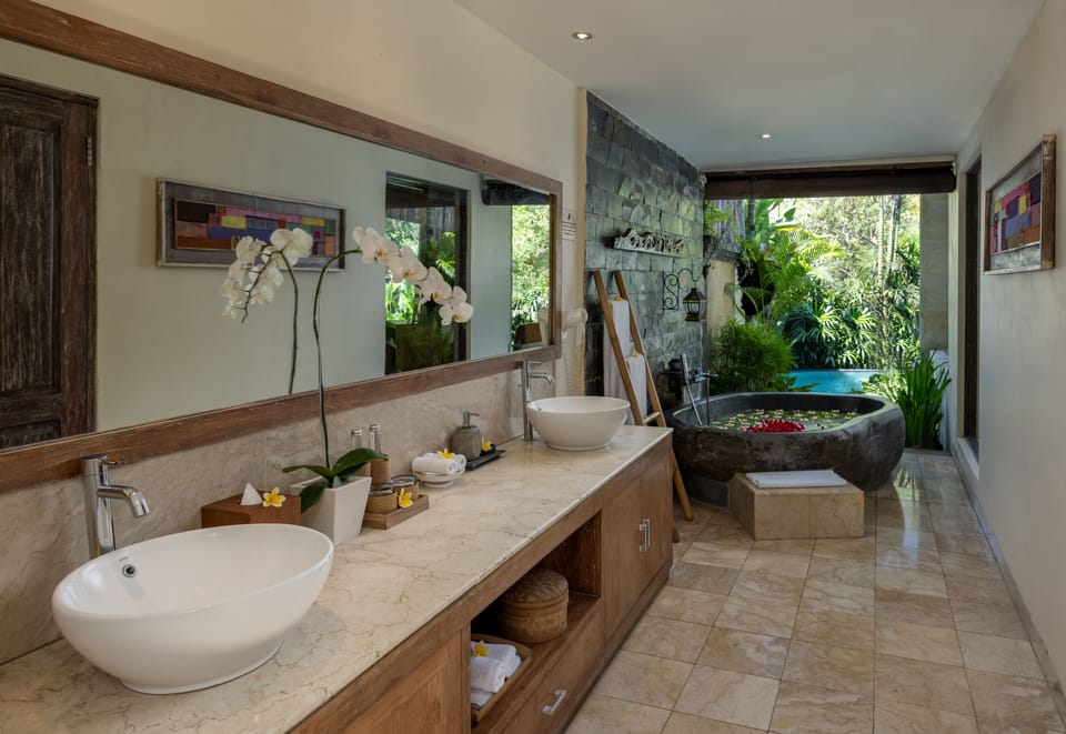 One Bedroom Pool Villa | Bathroom | Separate tub and shower, free toiletries, hair dryer, slippers