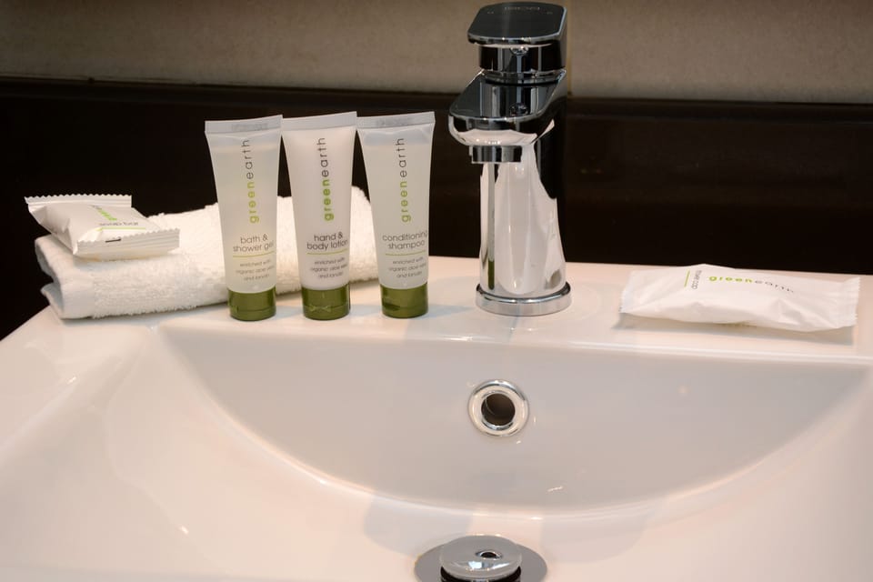 Free toiletries, hair dryer, towels, soap