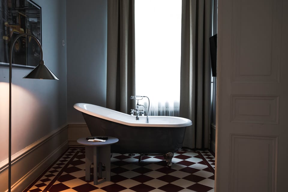 Hair dryer, heated floors, towels, soap
