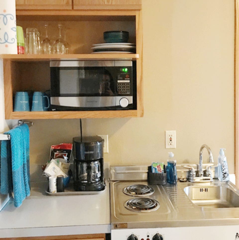 Junior Suite, 1 Queen Bed, 1 Double Bed, and 1 Sofa Bed (No Pets) includes Kitchenette | Private kitchenette | Microwave